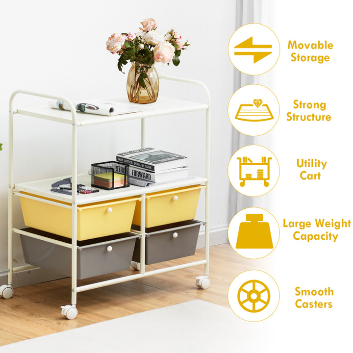 Rolling Storage Cart w/4 Drawers 2 Shelves Metal Rack Shelf Utility Organizer Image 7