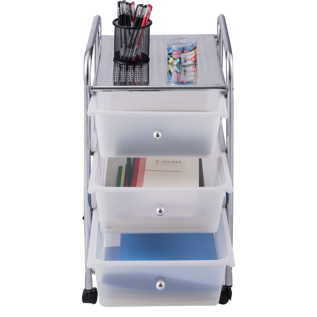 3 Drawers Metal Rolling Storage Cart Scrapbook Supply and Paper Home Office White Image 7