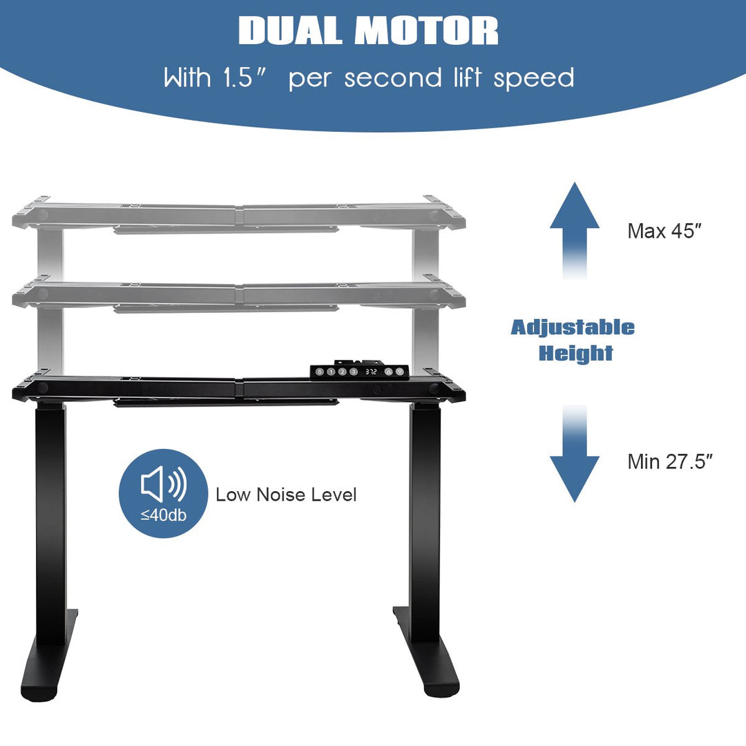 Electric Stand Up Desk Frame Dual Motor Height Adjustable Sit Stand w/Controller Image 8