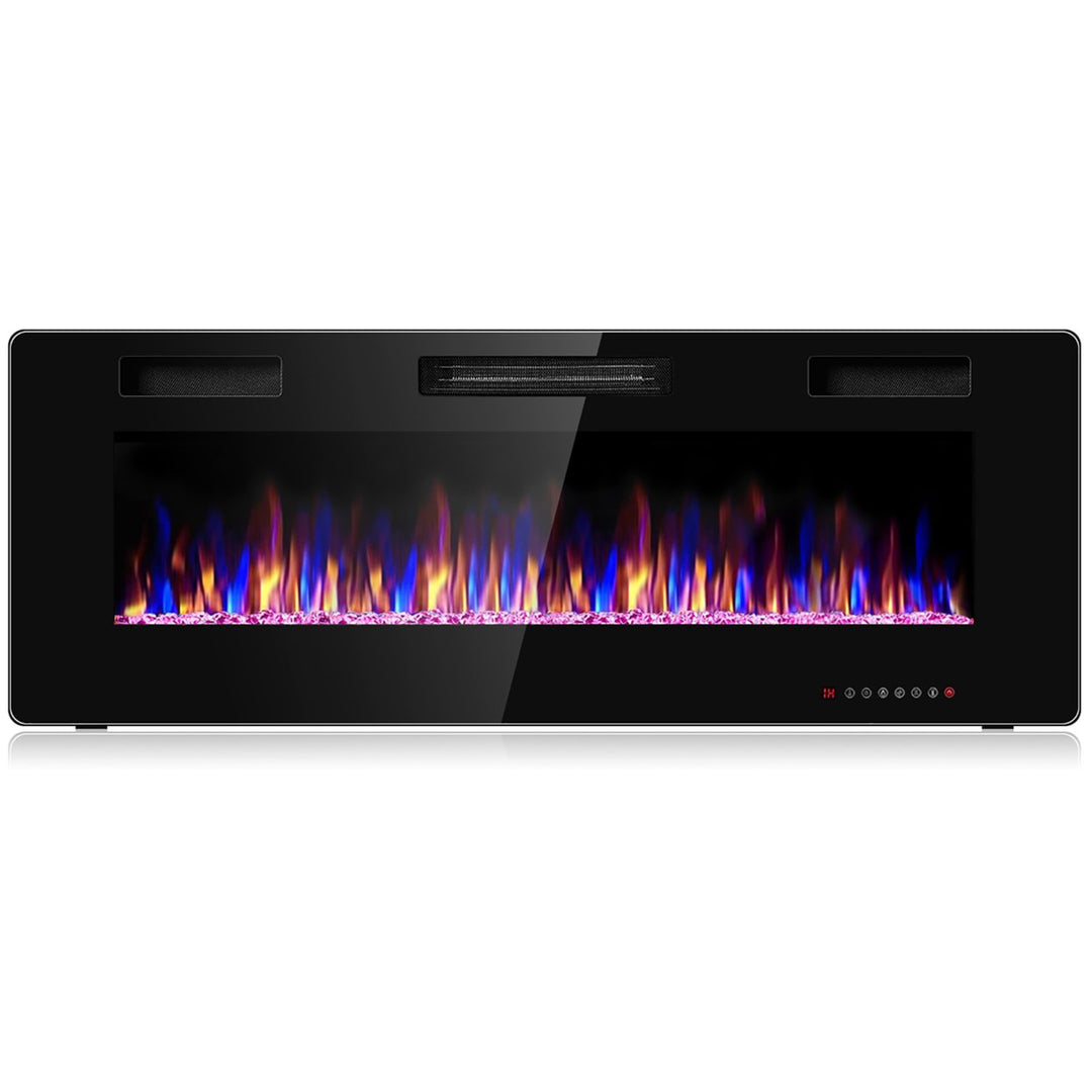 Costway Electric Fireplace Recessed Ultra Thin Wall Mounted Heater Multicolor Flame Image 1