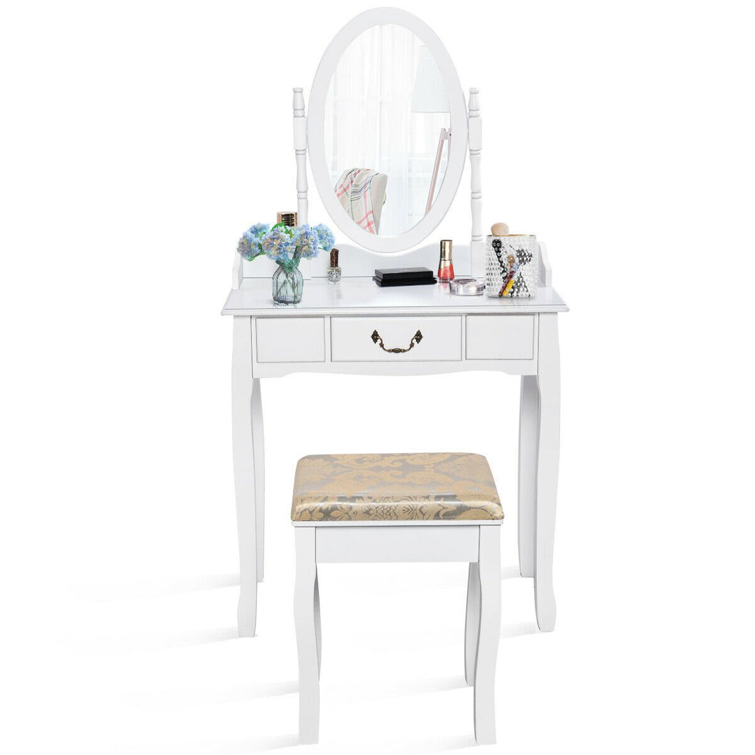 Vanity Table Jewelry Makeup Desk Bench Dresser Stool Image 10