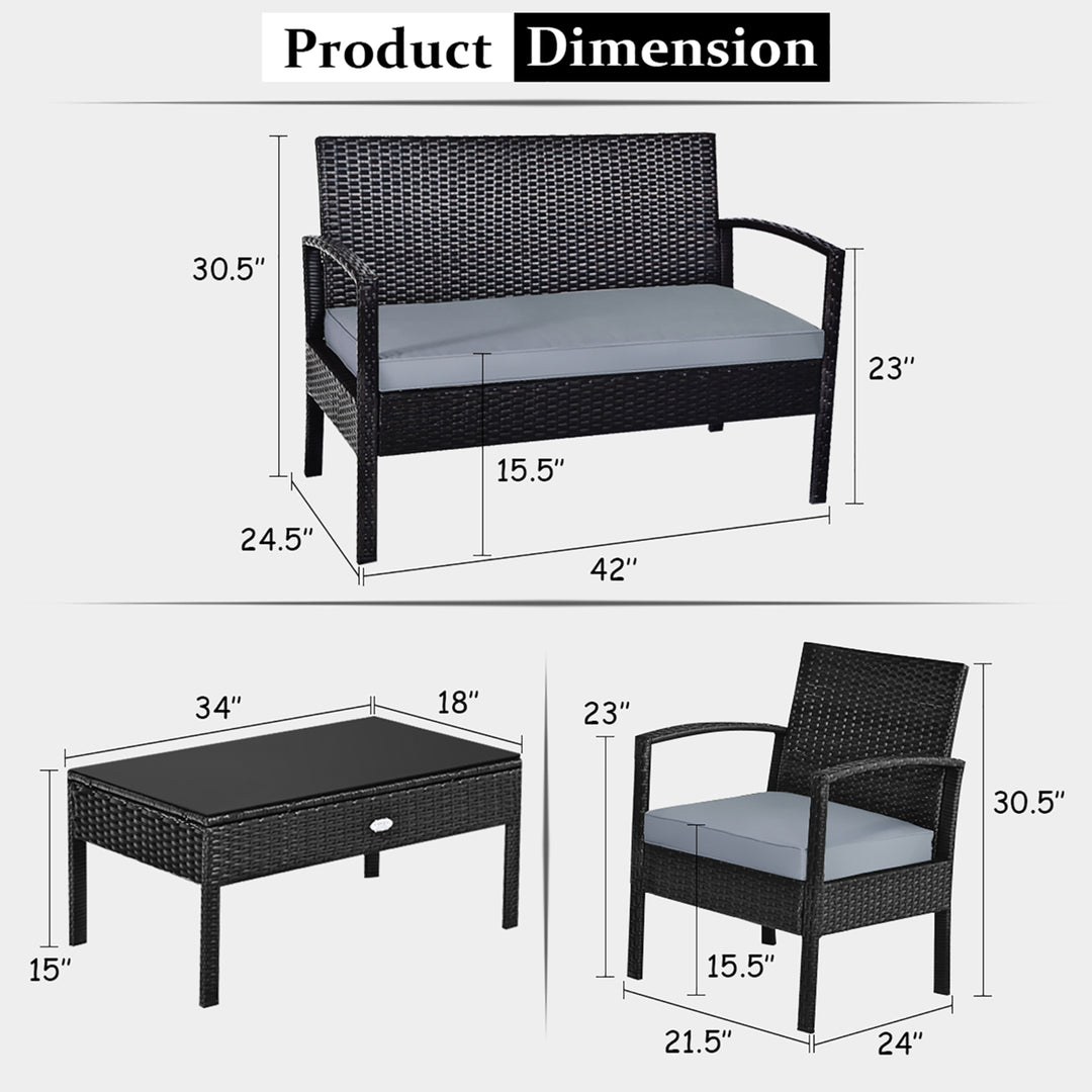 Costway 8PCS Patio Rattan Furniture Set Image 3