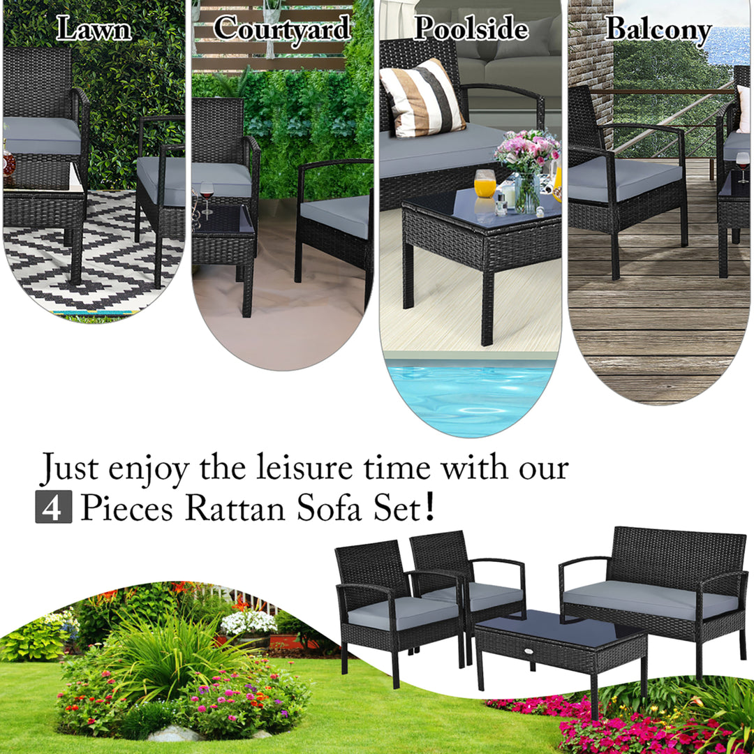 Costway 8PCS Patio Rattan Furniture Set Image 6