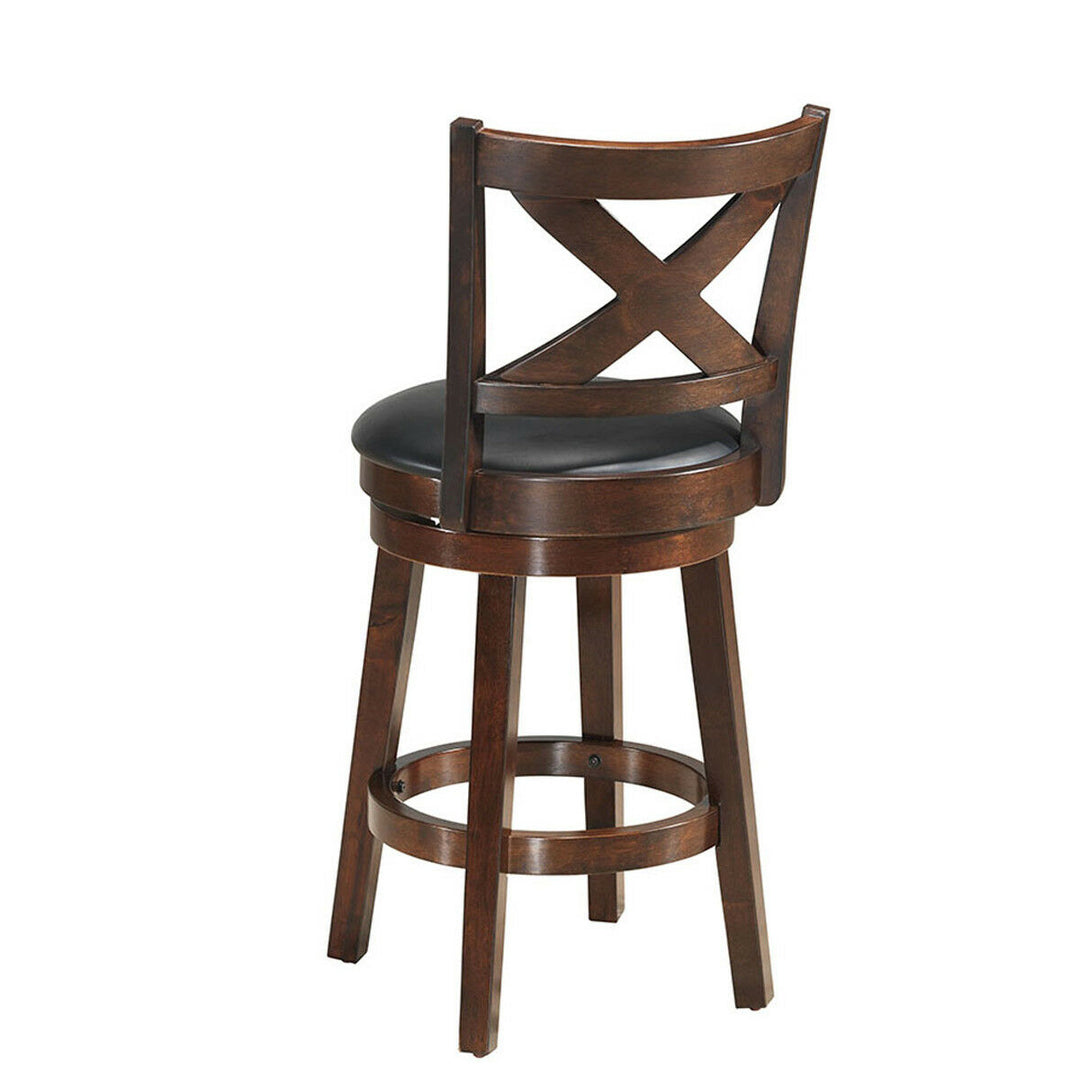 Set of 2 Bar Stools 24 Height Wooden Swivel Backed Dining Chair Home Kitchen Cross Back Image 7