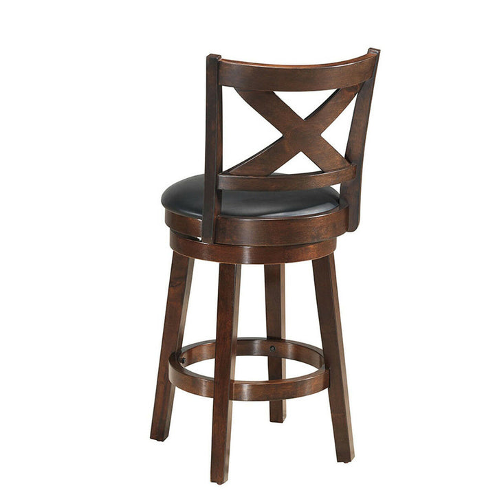 Set of 2 Bar Stools 24 Height Wooden Swivel Backed Dining Chair Home Kitchen Cross Back Image 7