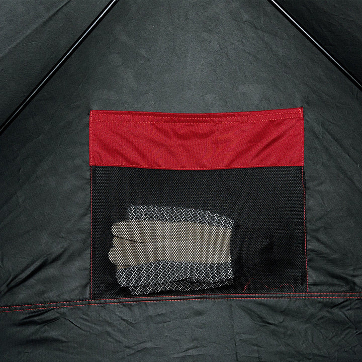 Portable Pop-up 2-person Ice Shelter Fishing Tent Shanty w/ Bag Ice Anchors Red Image 8