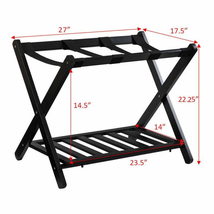 Set of 3 Folding Luggage Rack with Shelf Travel Suitcase Shoe Storage Holder Image 6