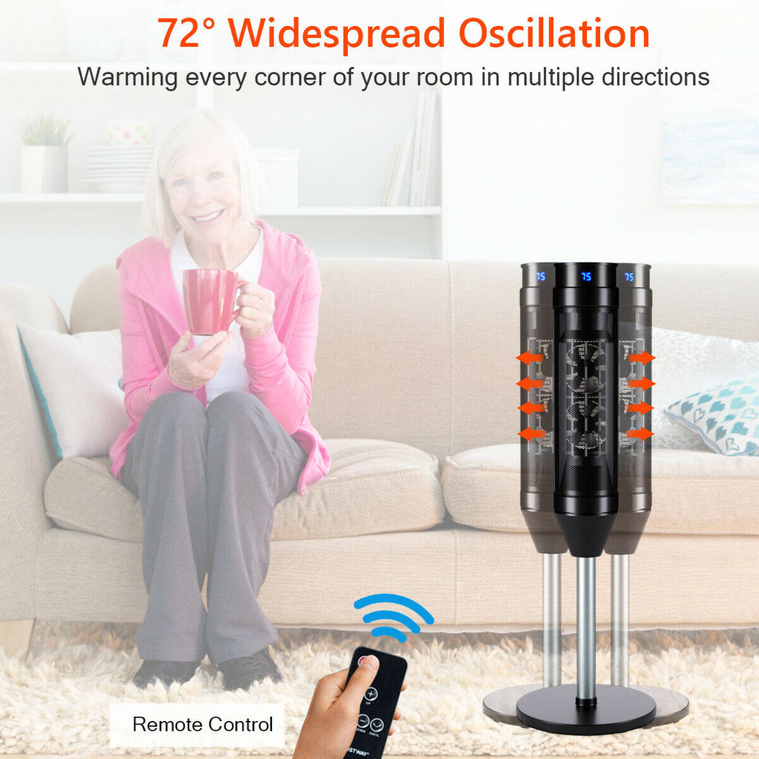 1500W Portable Oscillating Ceramic Pedestal Heater w/ Timer Remote Control Room Image 6