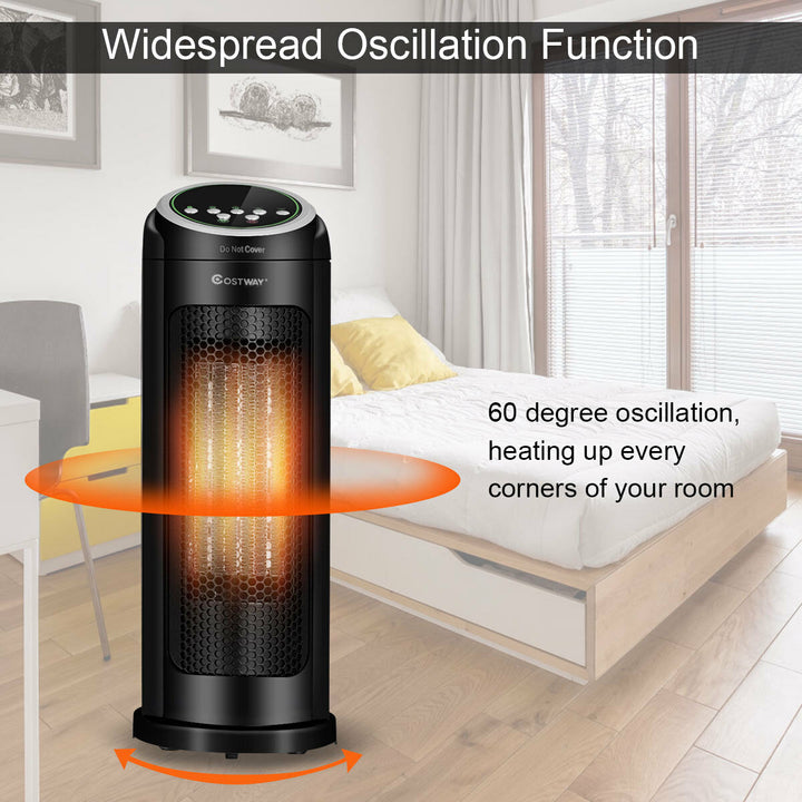 Portable Oscillating PTC Ceramic Space Heater 1500W LED 12H Timer Remote Control Image 7