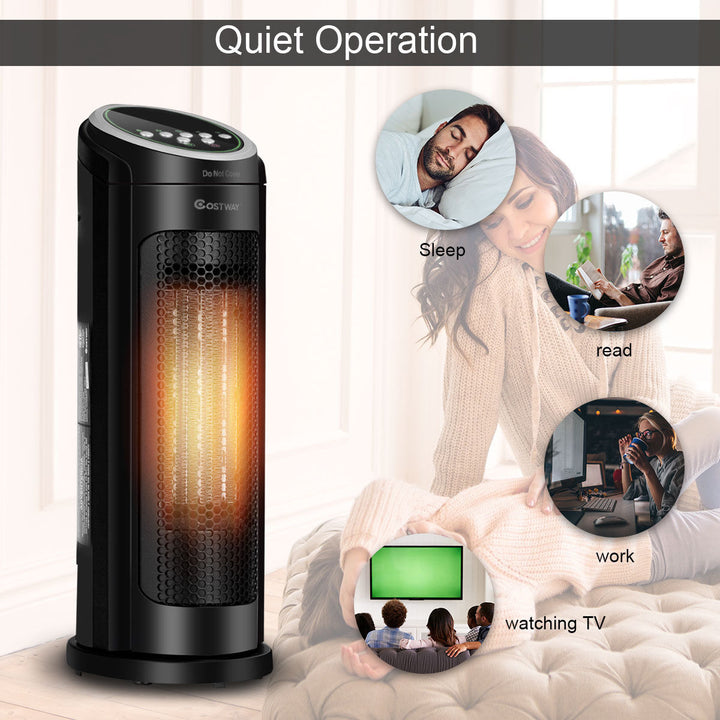 Portable Oscillating PTC Ceramic Space Heater 1500W LED 12H Timer Remote Control Image 8