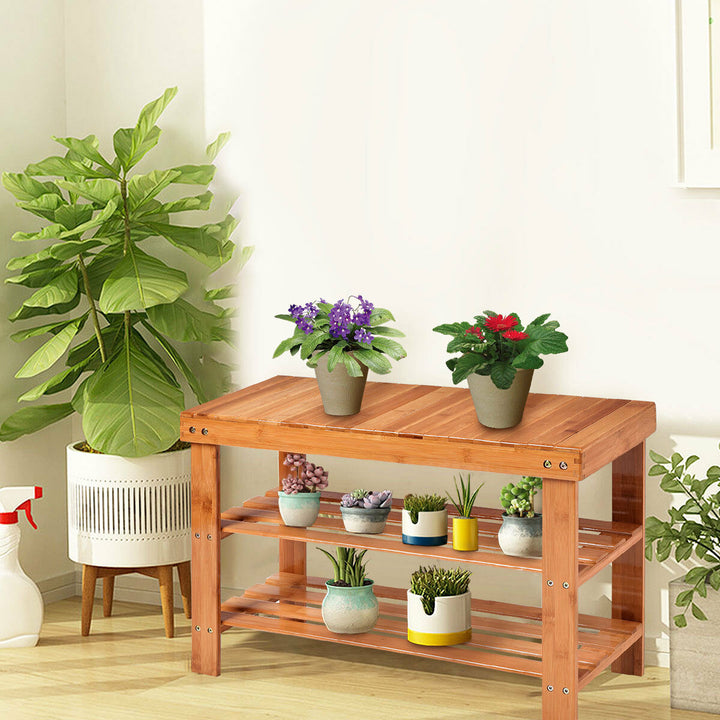 3 Tier Bamboo Shoe Rack Bench Storage Shelf Organizer Entryway Home Furni Image 7