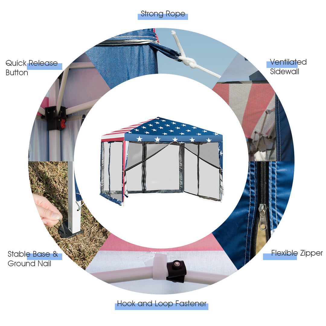 10x10 Folding Pop Up Tent Gazebo Canopy Mesh Sidewall Image 9