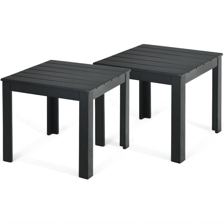 2PCS Wooden Square Side End Table Patio Coffee Bistro Table Indoor Outdoor Black Image 1