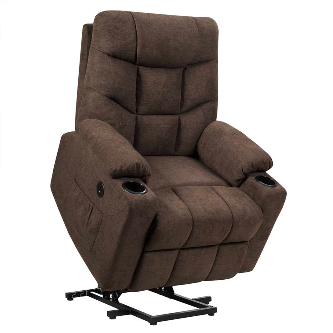 Power Lift Massage Recliner Fabric Sofa Chair w/ Remote Control Image 5