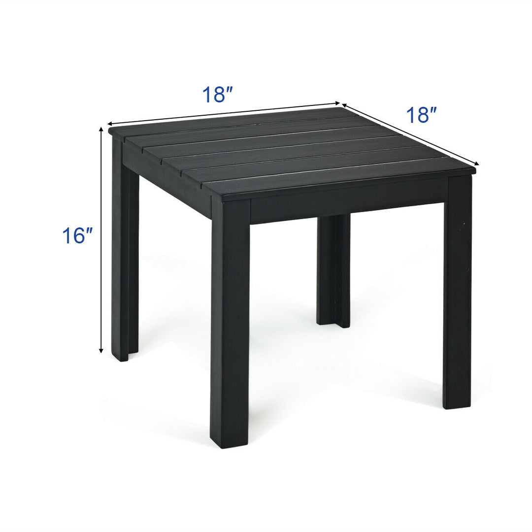 2PCS Wooden Square Side End Table Patio Coffee Bistro Table Indoor Outdoor Black Image 2