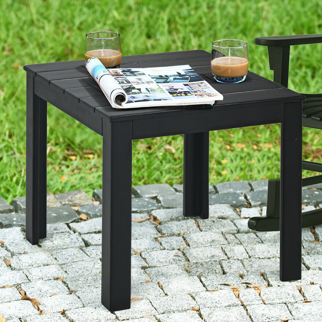 2PCS Wooden Square Side End Table Patio Coffee Bistro Table Indoor Outdoor Black Image 4