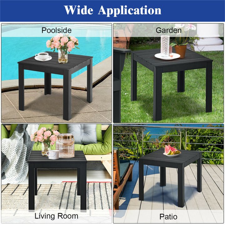 2PCS Wooden Square Side End Table Patio Coffee Bistro Table Indoor Outdoor Black Image 7