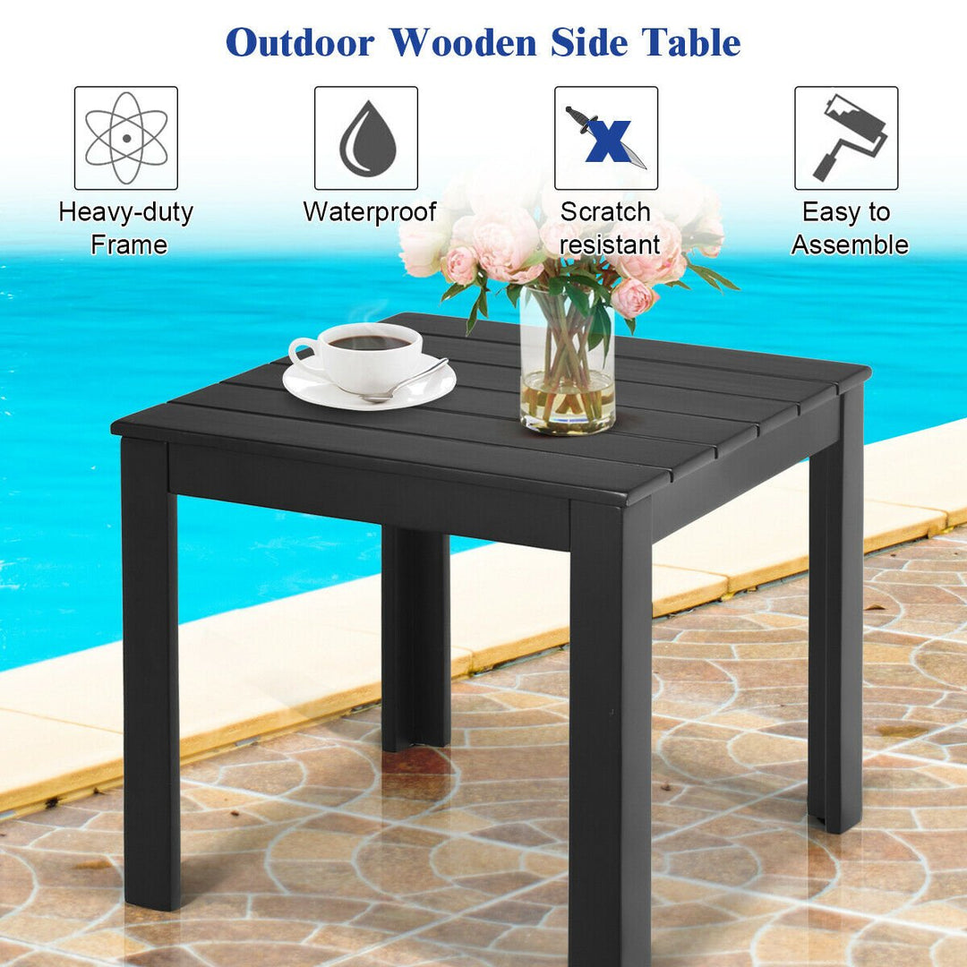 2PCS Wooden Square Side End Table Patio Coffee Bistro Table Indoor Outdoor Black Image 8