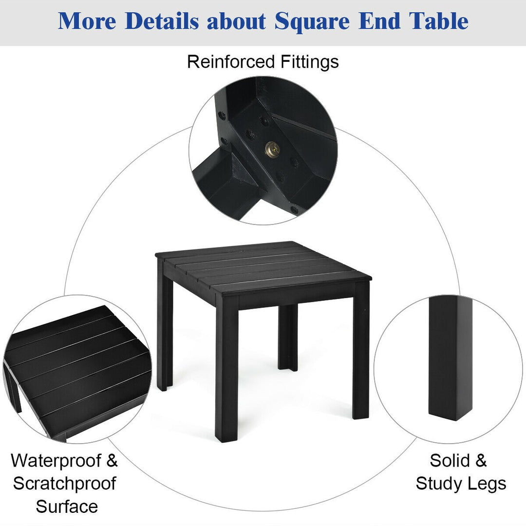 2PCS Wooden Square Side End Table Patio Coffee Bistro Table Indoor Outdoor Black Image 10