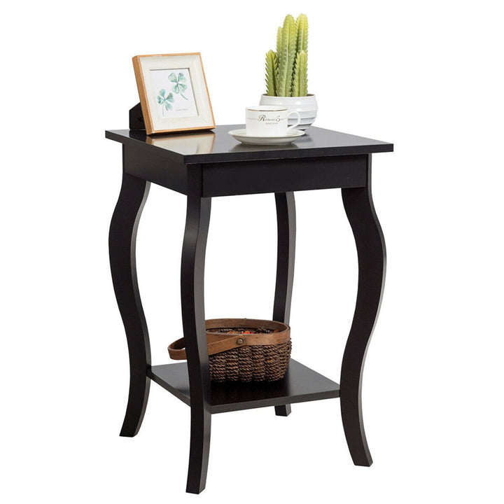 Accent Side Table Sofa End Table Nightstand Coffee Table w/ Storage Shelf Brown Image 1