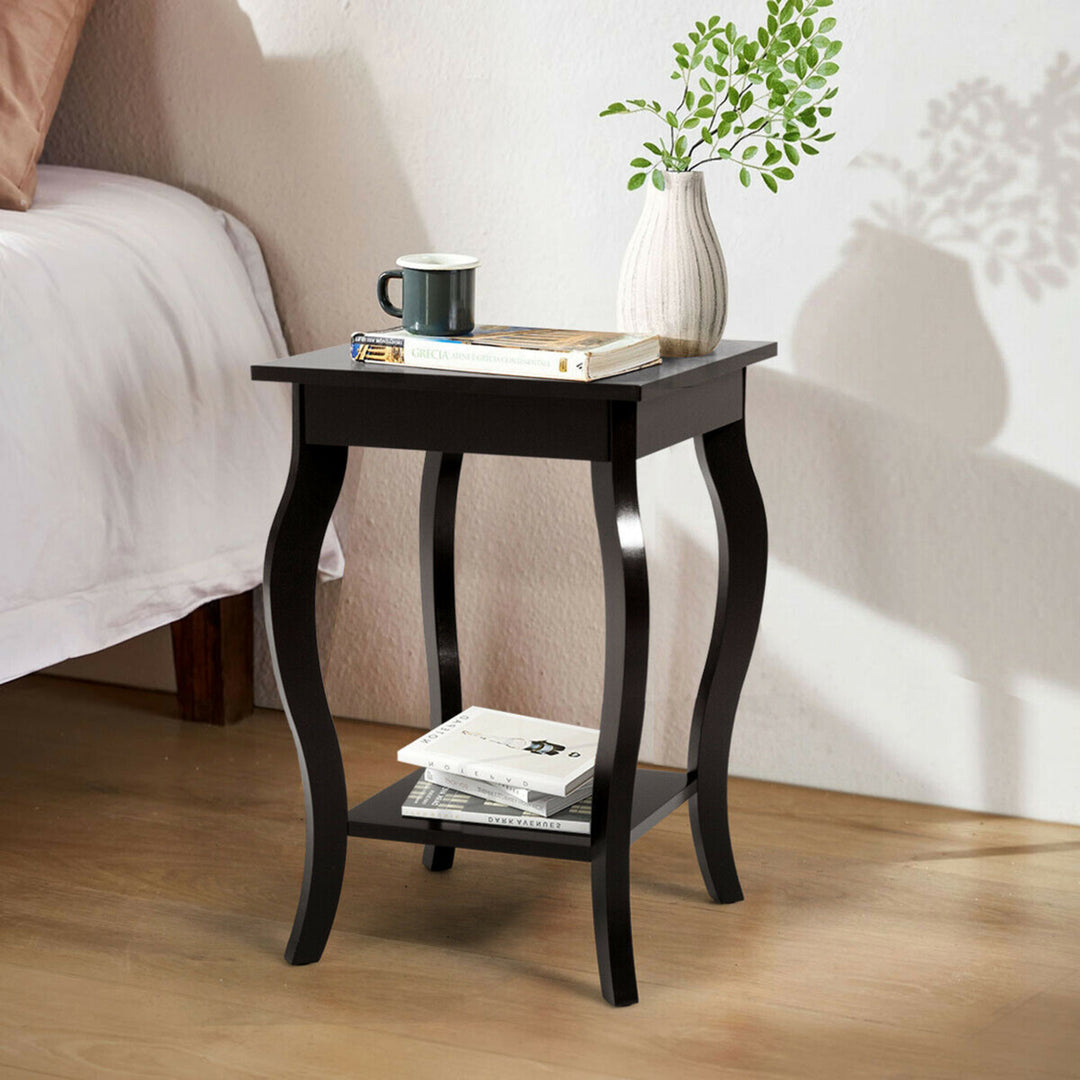 Accent Side Table Sofa End Table Nightstand Coffee Table w/ Storage Shelf Brown Image 4