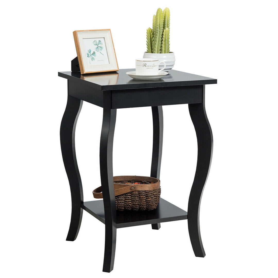 Accent Side Table Sofa End Table Nightstand Coffee Table w/ Storage Shelf Black Image 1