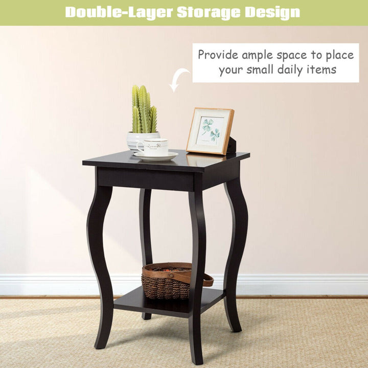 Accent Side Table Sofa End Table Nightstand Coffee Table w/ Storage Shelf Brown Image 5