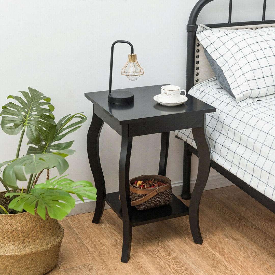 Accent Side Table Sofa End Table Nightstand Coffee Table w/ Storage Shelf Black Image 5