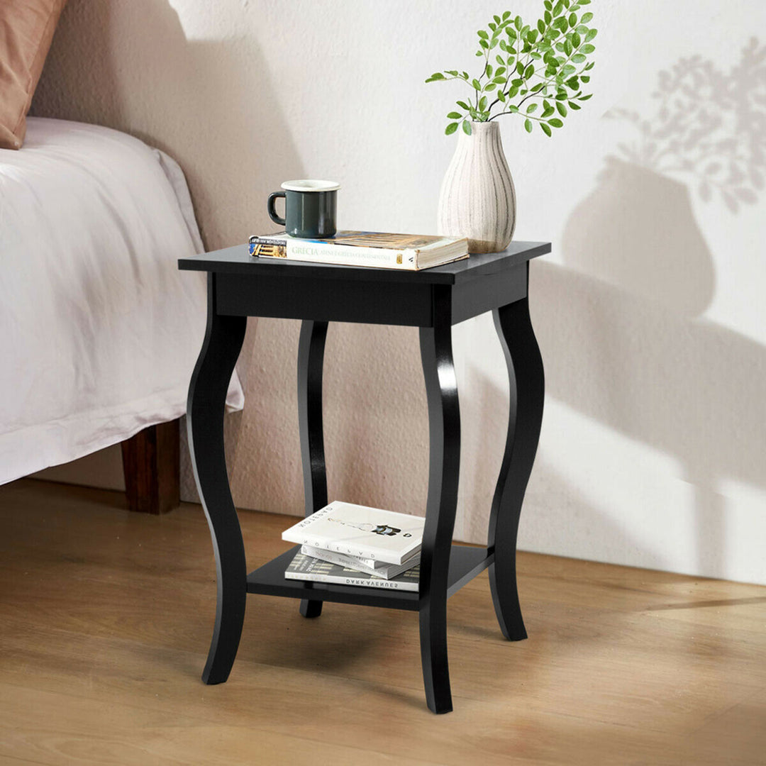 Accent Side Table Sofa End Table Nightstand Coffee Table w/ Storage Shelf Black Image 4