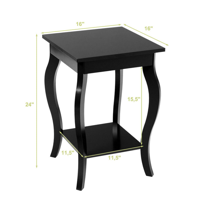 Accent Side Table Sofa End Table Nightstand Coffee Table w/ Storage Shelf Black Image 3