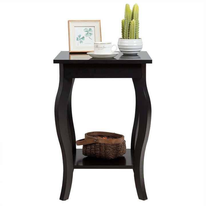 Accent Side Table Sofa End Table Nightstand Coffee Table w/ Storage Shelf Brown Image 8