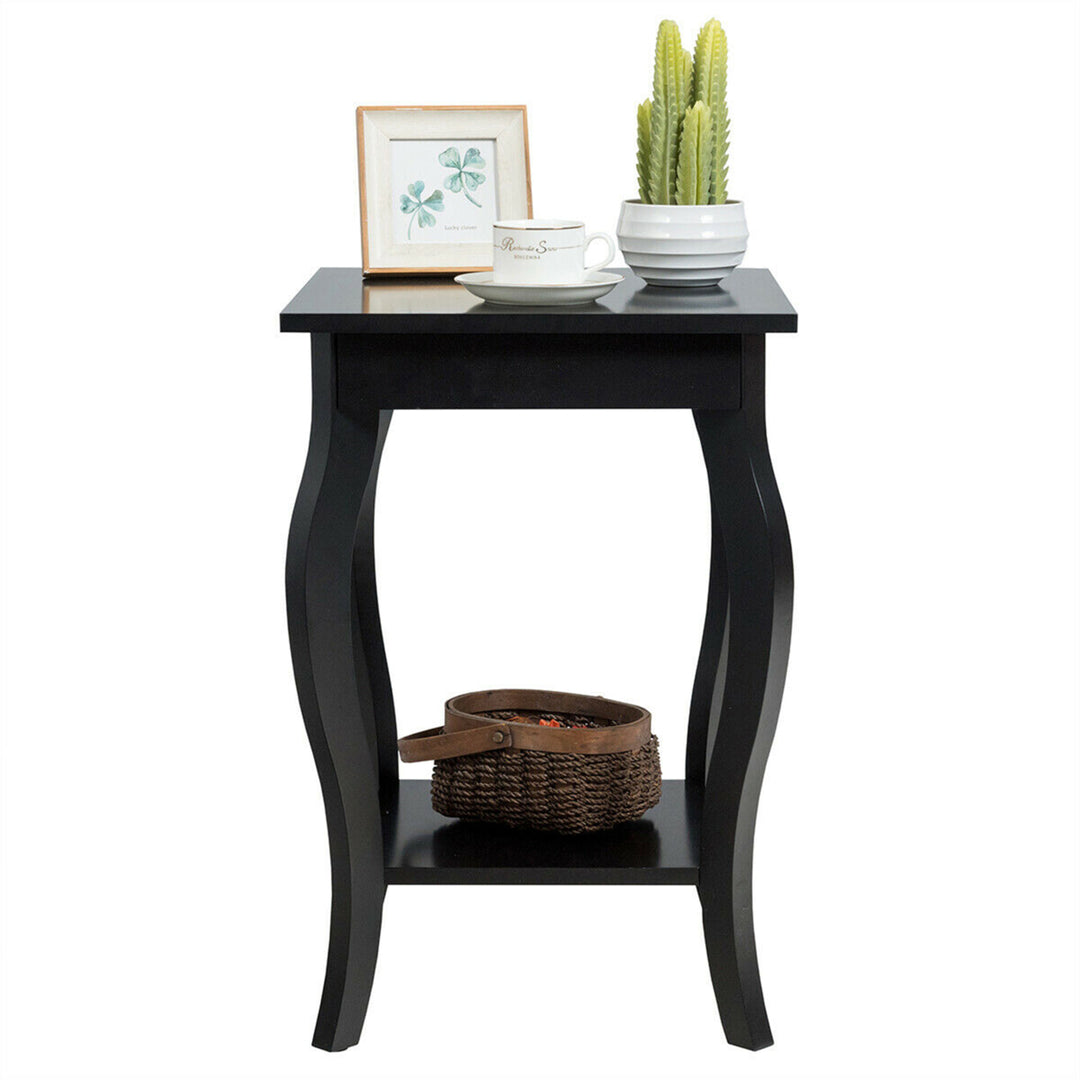 Accent Side Table Sofa End Table Nightstand Coffee Table w/ Storage Shelf Black Image 9