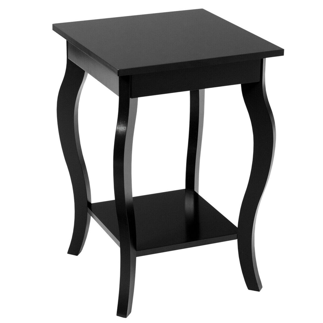 Accent Side Table Sofa End Table Nightstand Coffee Table w/ Storage Shelf Black Image 10