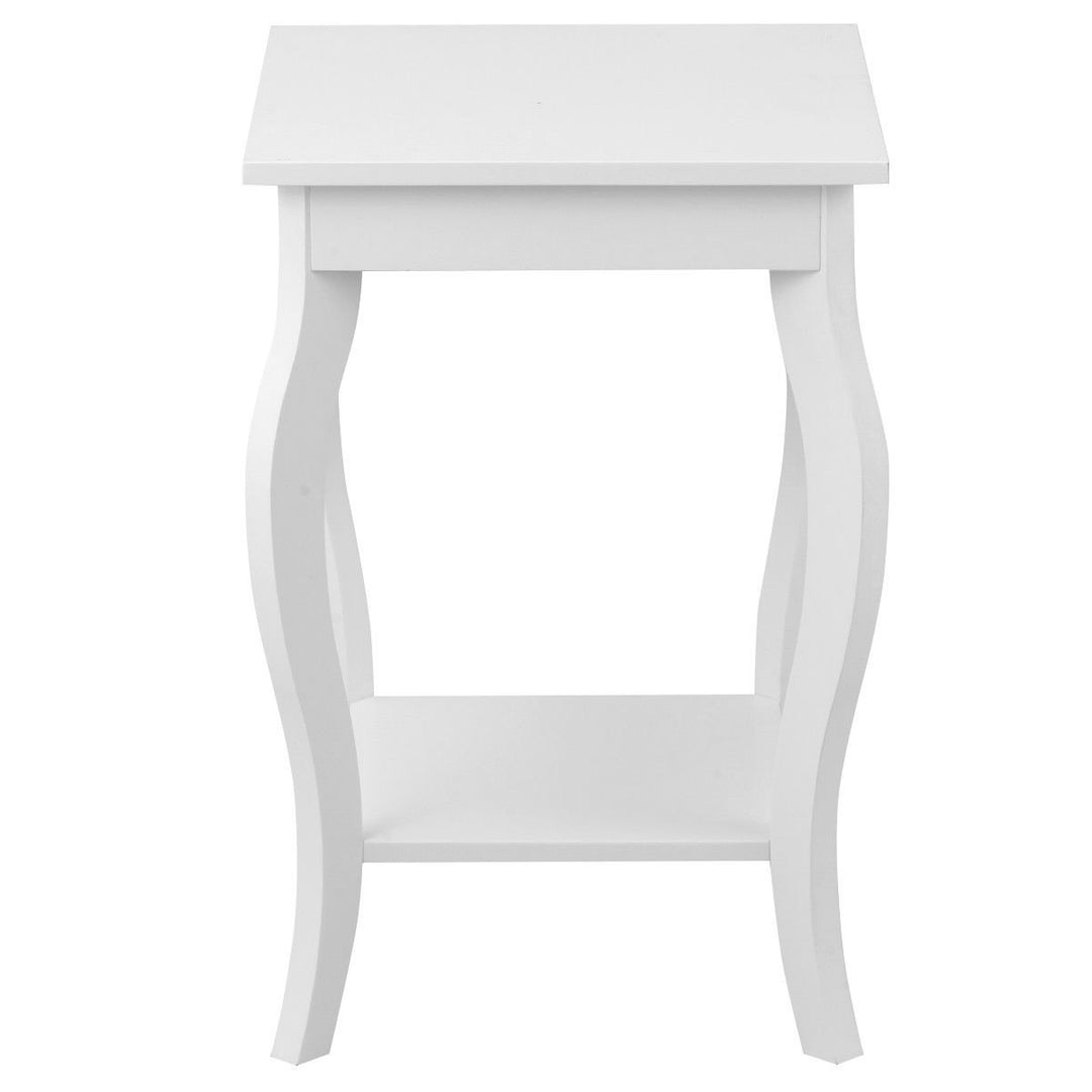 Accent Side Table Sofa End Table Nigh stand Coffee Table w/ Storage Shelf White Image 7