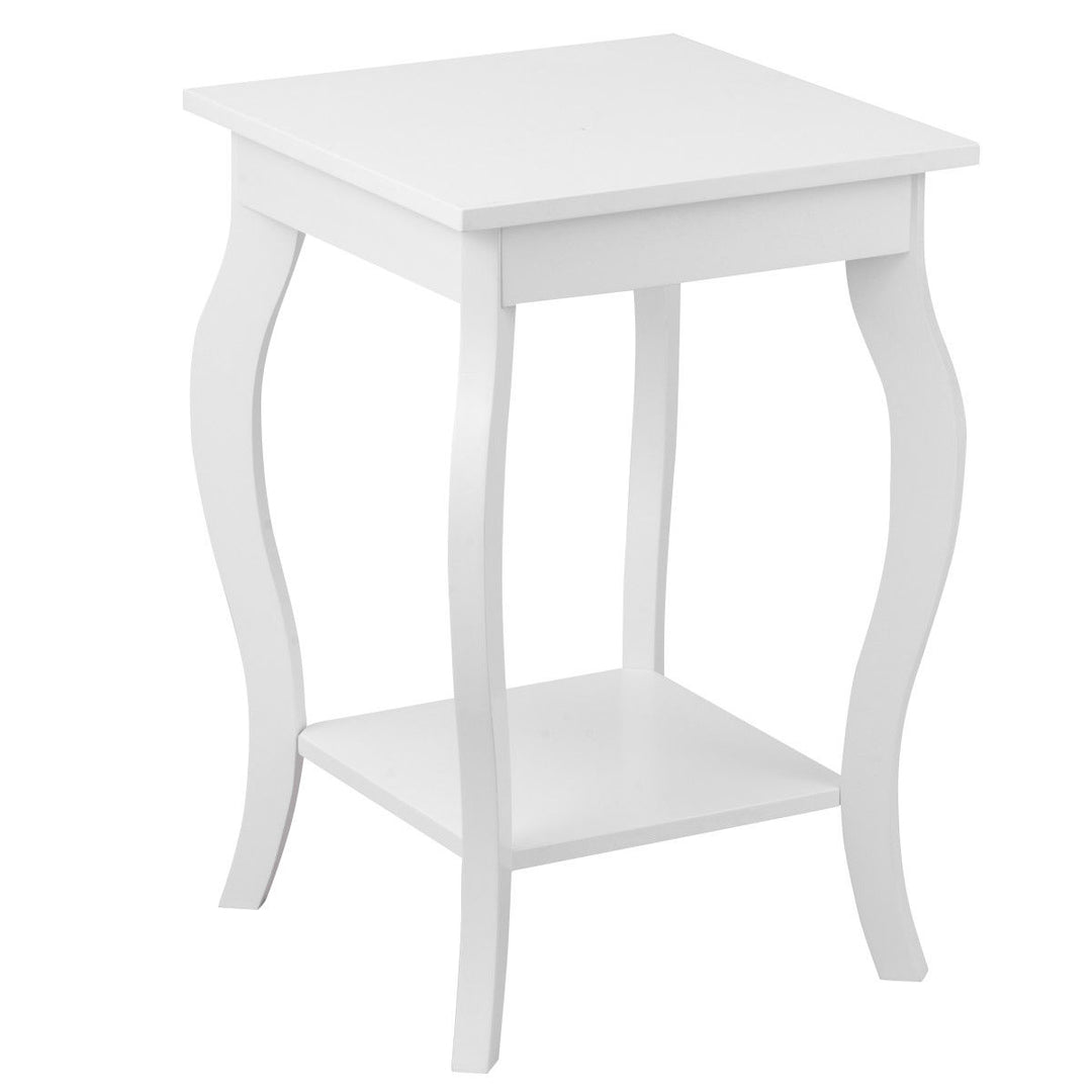 Accent Side Table Sofa End Table Nigh stand Coffee Table w/ Storage Shelf White Image 8