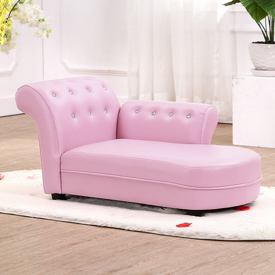 Kids Sofa Relax Couch Chaise Lounge Armrest Chair Bedroom Living Room Pink Image 1