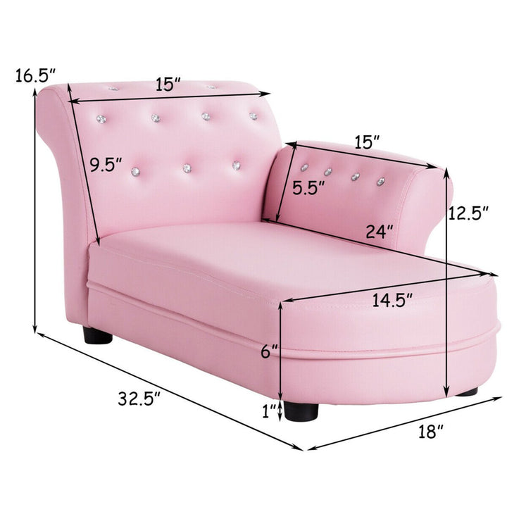 Kids Sofa Relax Couch Chaise Lounge Armrest Chair Bedroom Living Room Pink Image 2