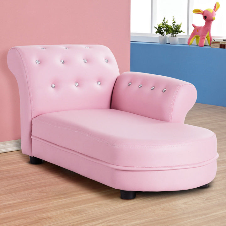 Kids Sofa Relax Couch Chaise Lounge Armrest Chair Bedroom Living Room Pink Image 3