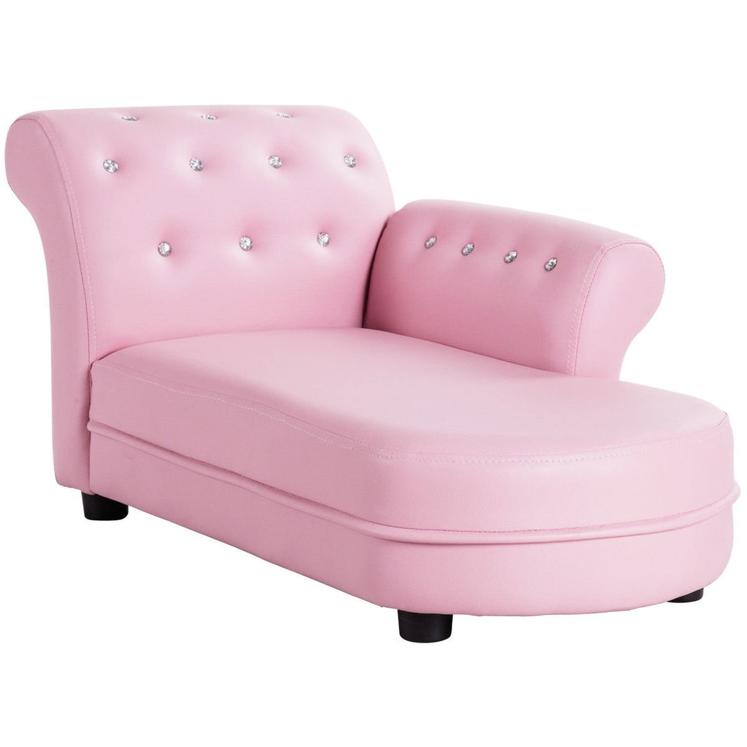 Kids Sofa Relax Couch Chaise Lounge Armrest Chair Bedroom Living Room Pink Image 6