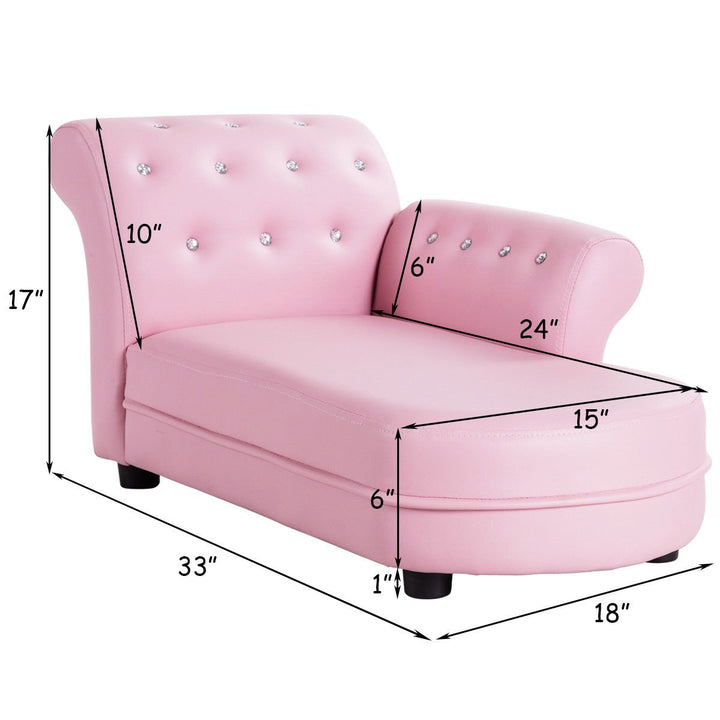 Kids Sofa Relax Couch Chaise Lounge Armrest Chair Bedroom Living Room Pink Image 9