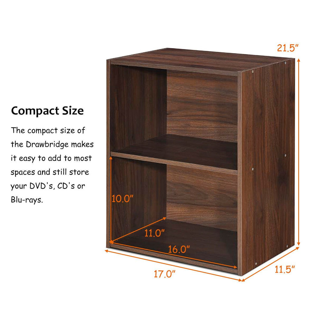 2PCS 2 Tier Open Shelf Night Stand End Table Sofa Side Storage Display Walnut Image 2