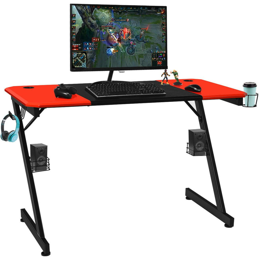 47 inch Gaming Desk Z Shape Computer Desk w/ Storage for Cup Headphone Speaker Image 1