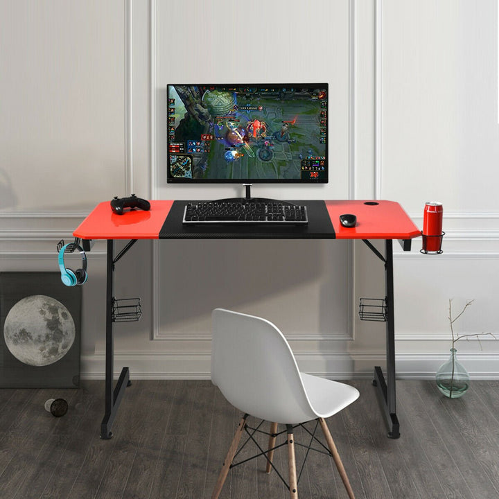 47 inch Gaming Desk Z Shape Computer Desk w/ Storage for Cup Headphone Speaker Image 5