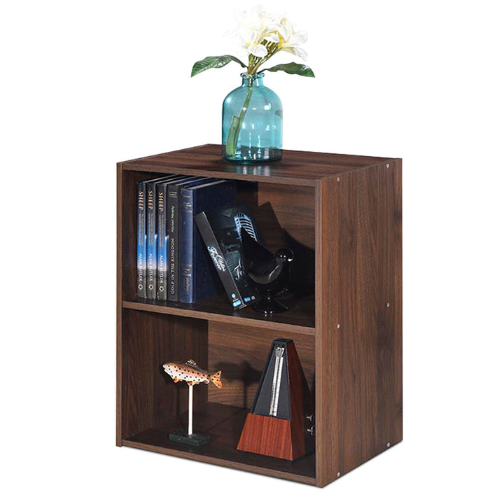 2 Tier Open Shelf Night Stand End Table Sofa Side Storage Display Furni Walnut Image 1