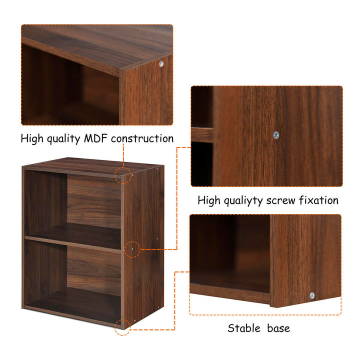 2 Tier Open Shelf Night Stand End Table Sofa Side Storage Display Furni Walnut Image 2