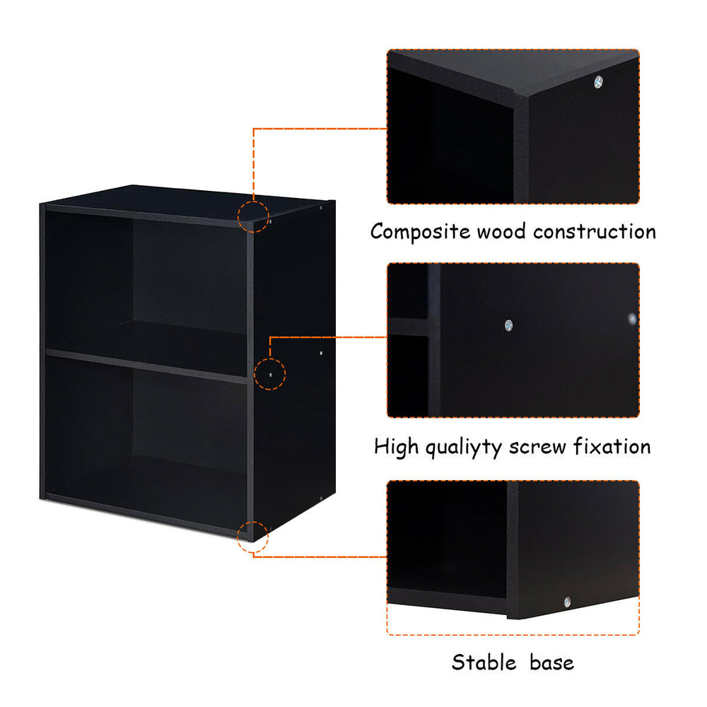 2 Tier Open Shelf Night Stand End Table Sofa Side Storage Display Furni Black Image 2