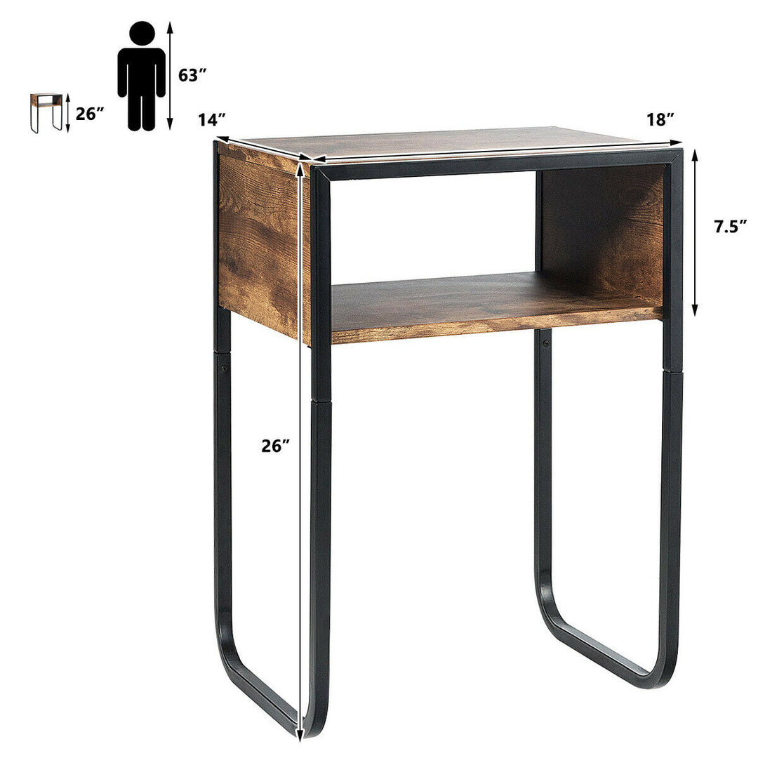 Side Table Industrial Coffee Table w/Metal Frame Rustic End Table Nightstand Image 2