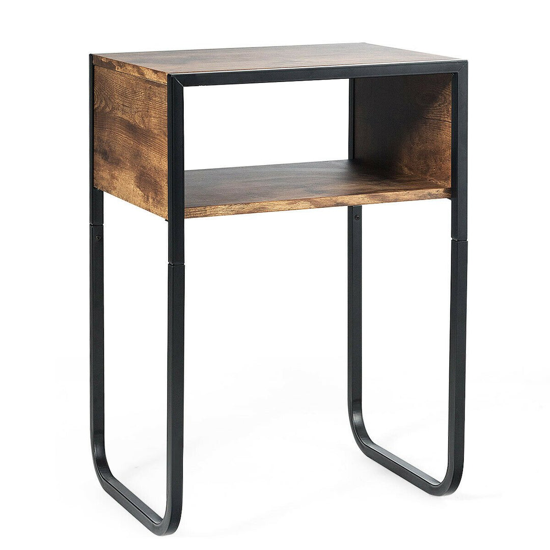 Side Table Industrial Coffee Table w/Metal Frame Rustic End Table Nightstand Image 7