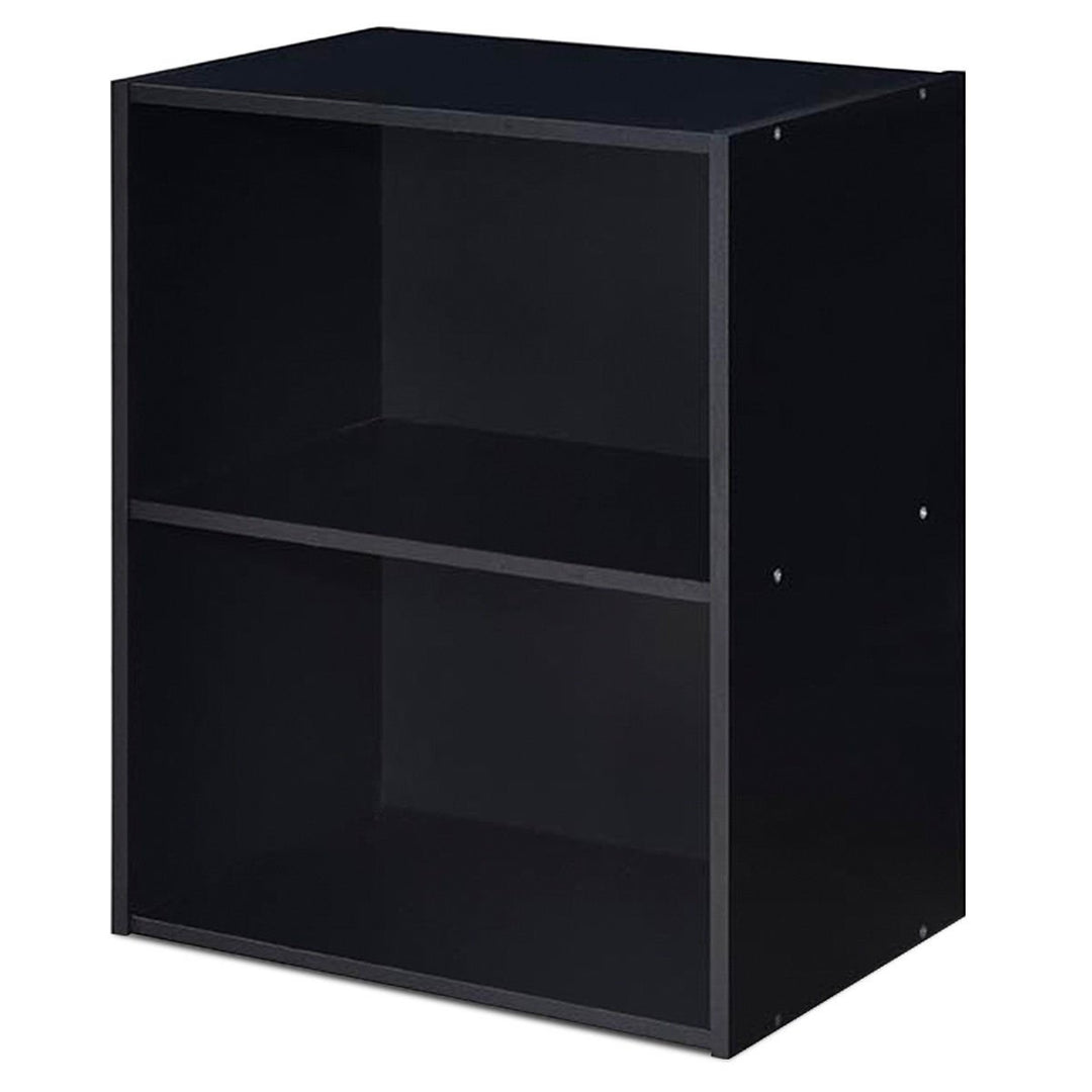 2PCS 2 Tier Open Shelf Night Stand End Table Sofa Side Storage Display Black Image 7