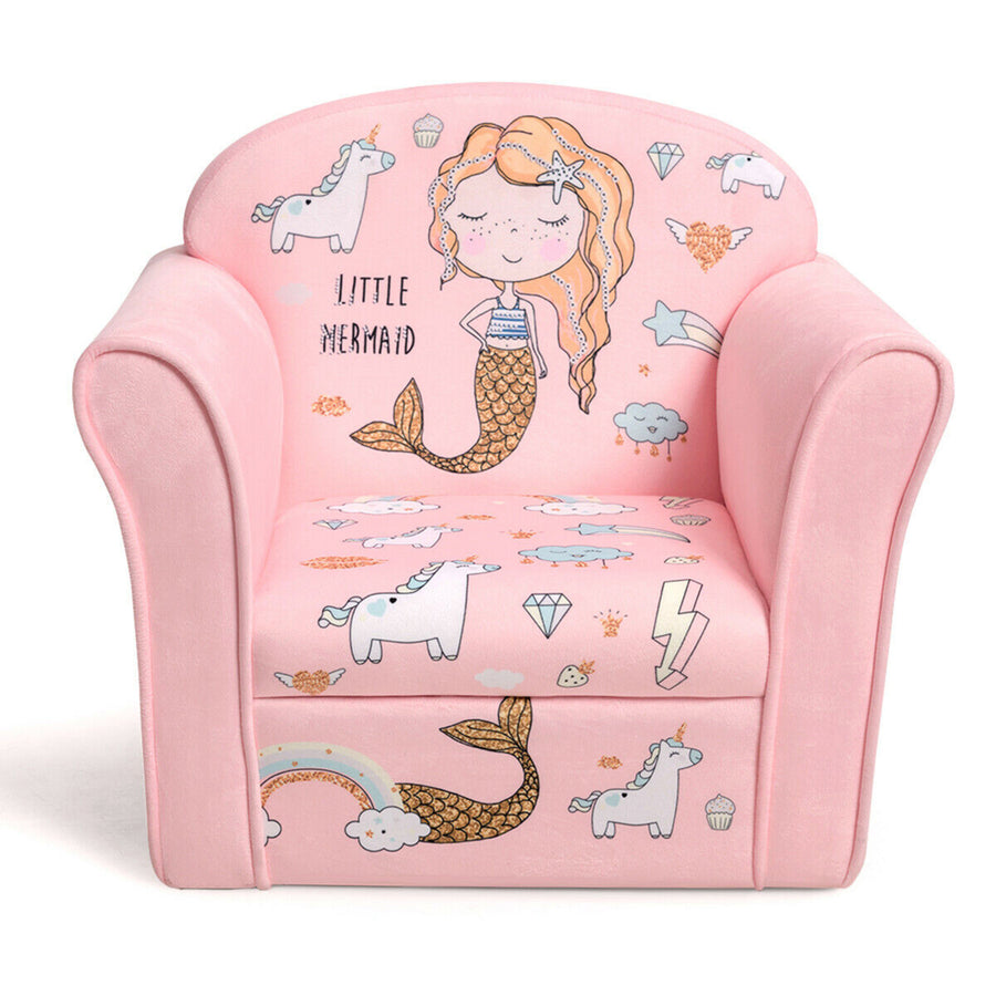 Kids Mermaid Sofa Children Armrest Couch Upholstered Chair Toddler Furniture Image 1